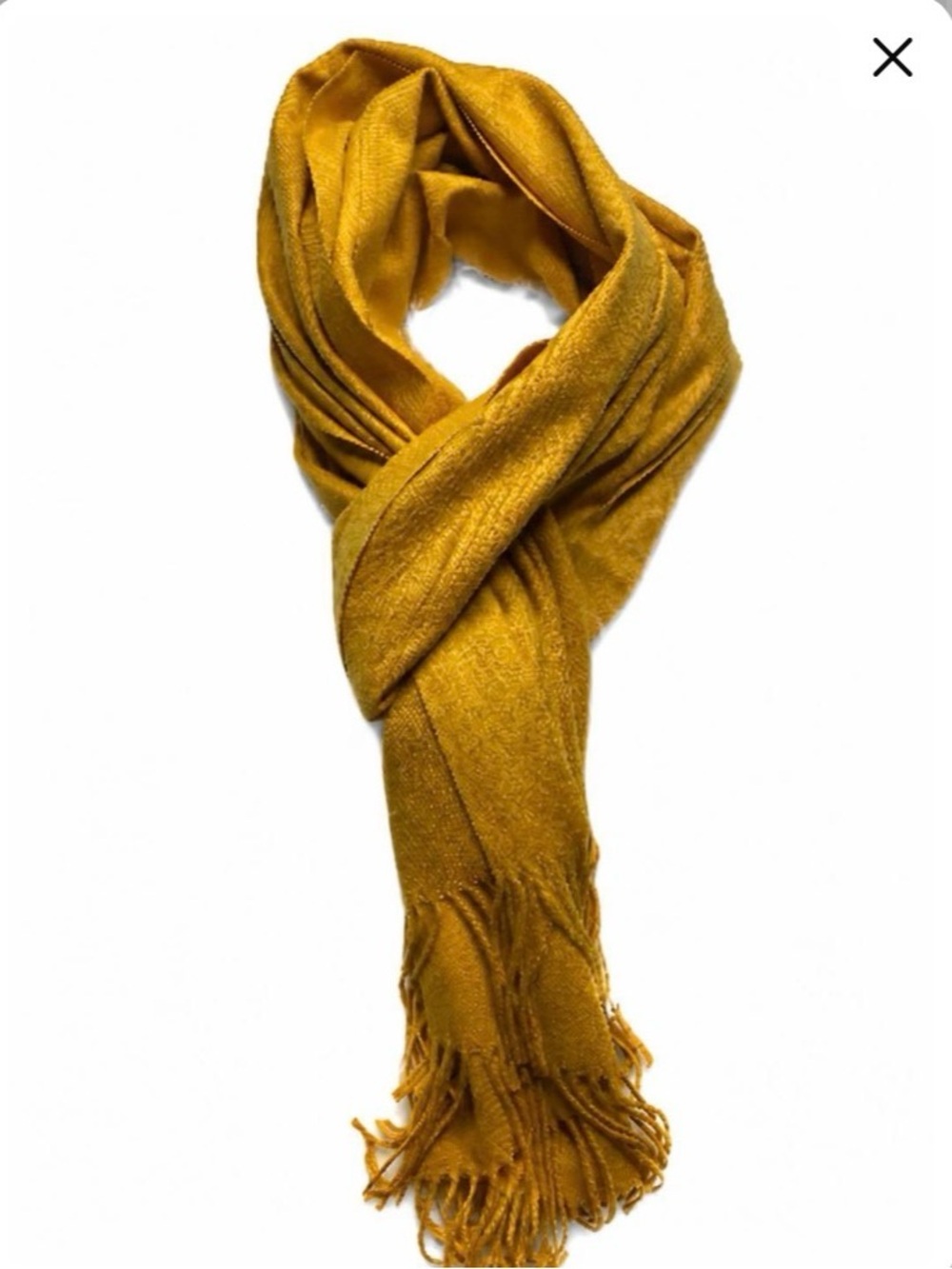 Luxurious Mustard Yellow Fringe Scarf